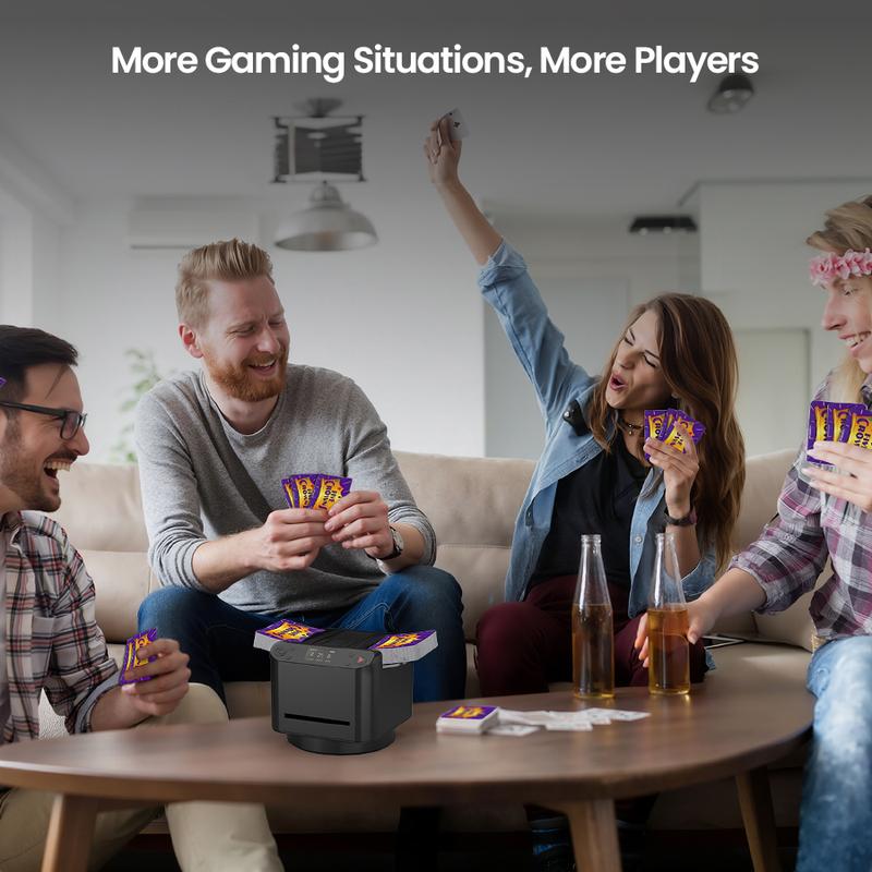 Product Introduction of DrawPies 2-in-1 Automatic Card Shuffler &Dealer 4 Drawing Remotes adjustable Dealing Distance for Poker night UNO Phase 10 Board Games & More 14