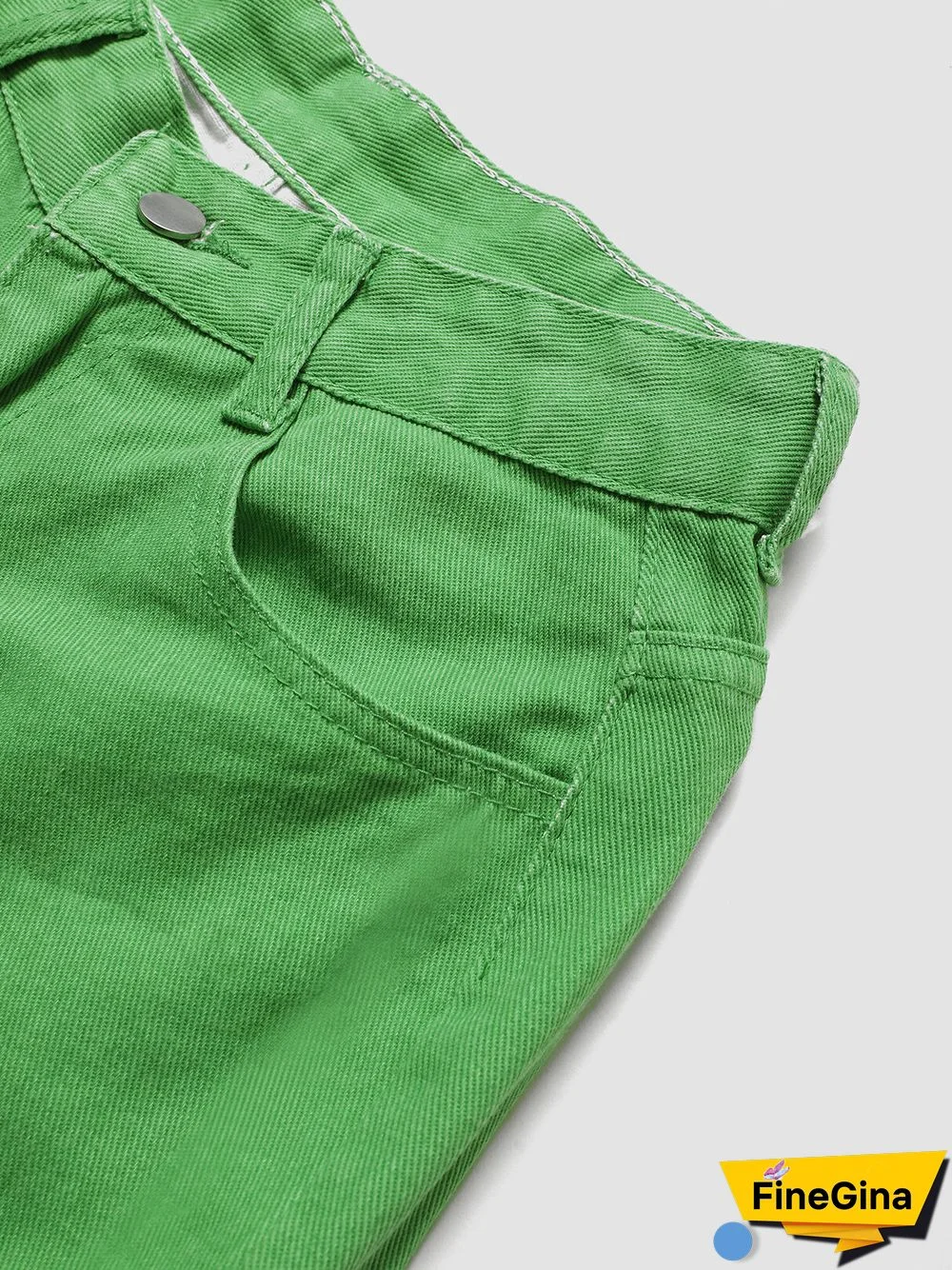 Women Solid Pocket Casual Straight Leg Denim Jeans