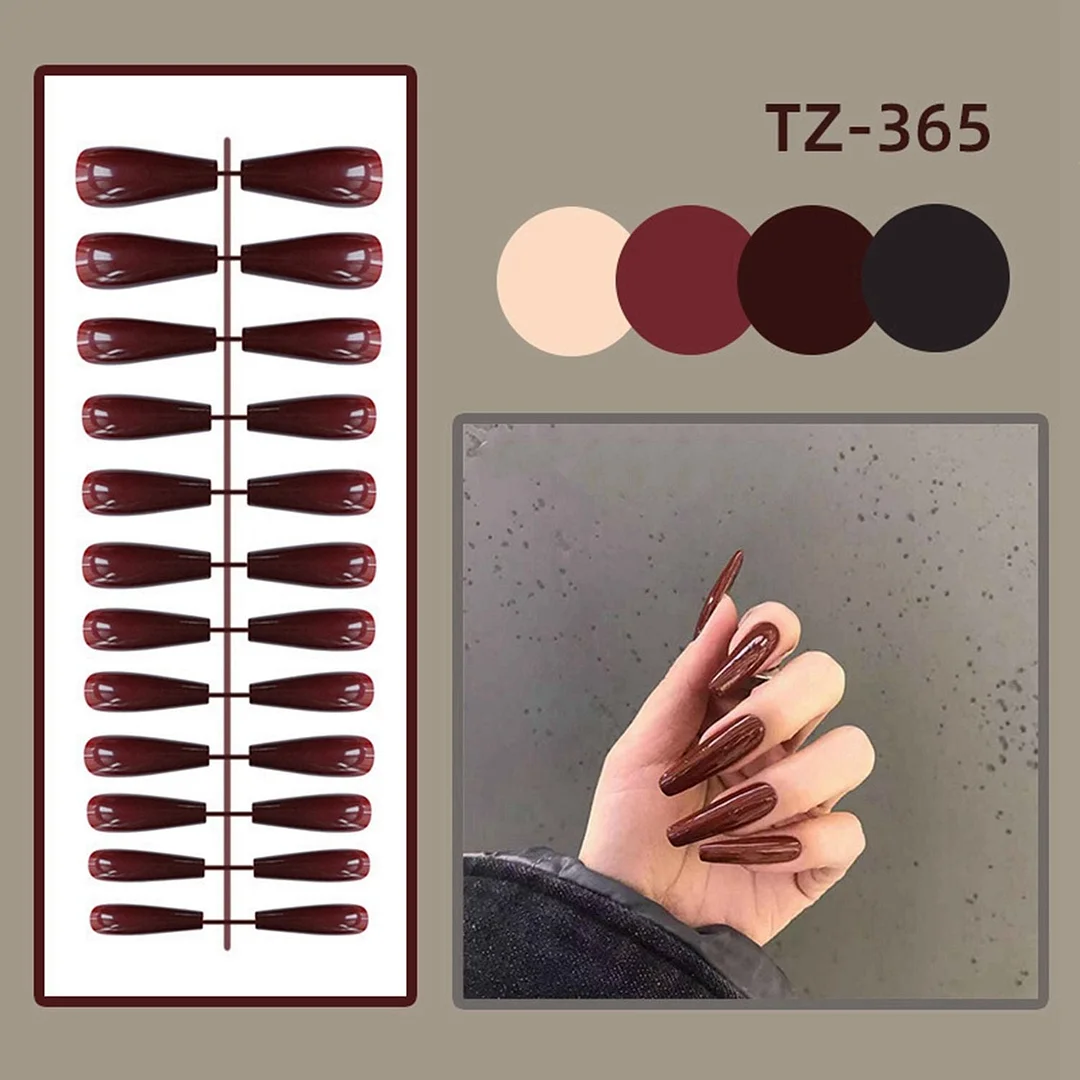 24Pcs Detachable False Nails Gourd Ballerina Coffin Wearable Fake Nails Full Cover Nail Tips Acrylic Manicure Tips Press on Nail