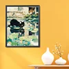 Black Cat On Lotus Leaf - 11CT Stamped Cross Stitch 40*50cm/15.75*19.69in