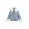 Oversized Faux Shearling Denim Coat