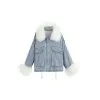 Oversized Faux Shearling Denim Coat