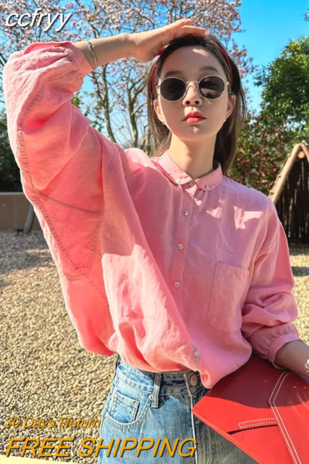 Huibahe 2023 Summer Casual Long Sleeve Women's linen Shirt Korea Style Loose Button Up Ladies Blouse Female Daily Clothing Tops