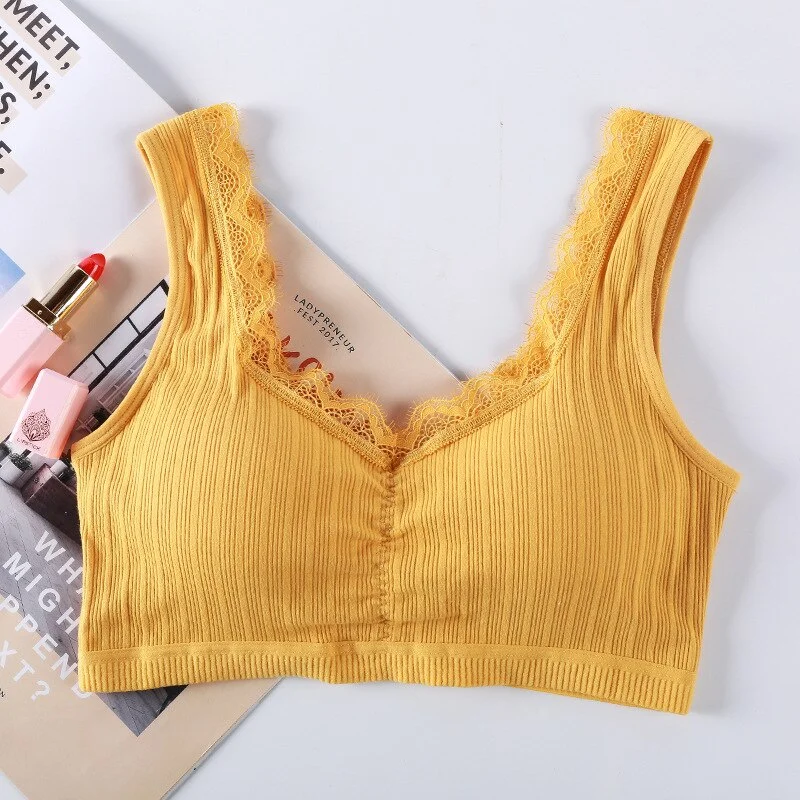Solid Color Bralette Straps Bras For Women Lace Seamless Wireless Push Up Bra Comfortable Underwear Sexy Lingerie Drop Shipping
