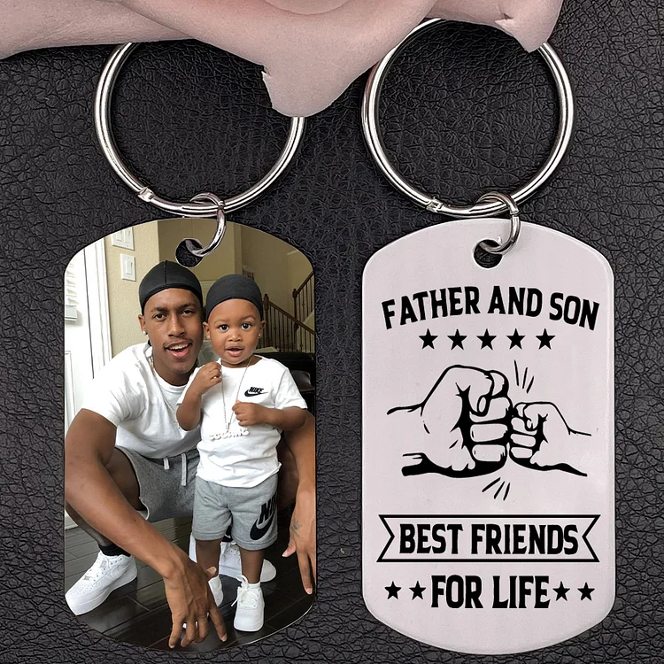 Personalized Father and Son Photo Keychain Best Friends In Life Father Keyring