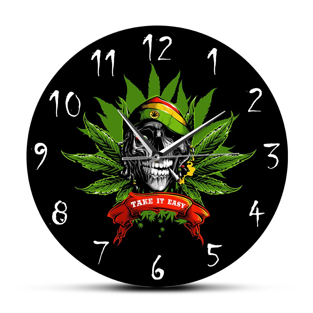 

Rastaman Skull TAKE IT EASY - Frameless Acrylic Wall Clock, 501 Original