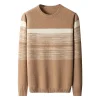 Men's 100% Pure Wool New Style Striped Contrasting Wool Sweater
