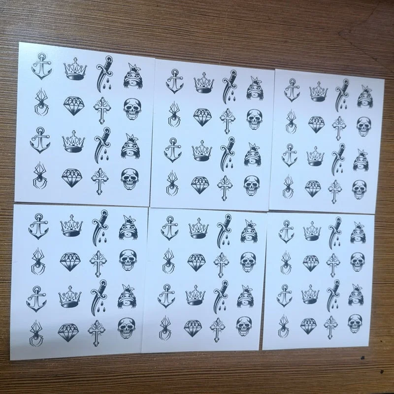 Small Stickers Finger Temporary Tattoo Stickers Men Women Cross Diamond Spider Crown Art Fake Tattoo Finger Cool Tattoo Stickers