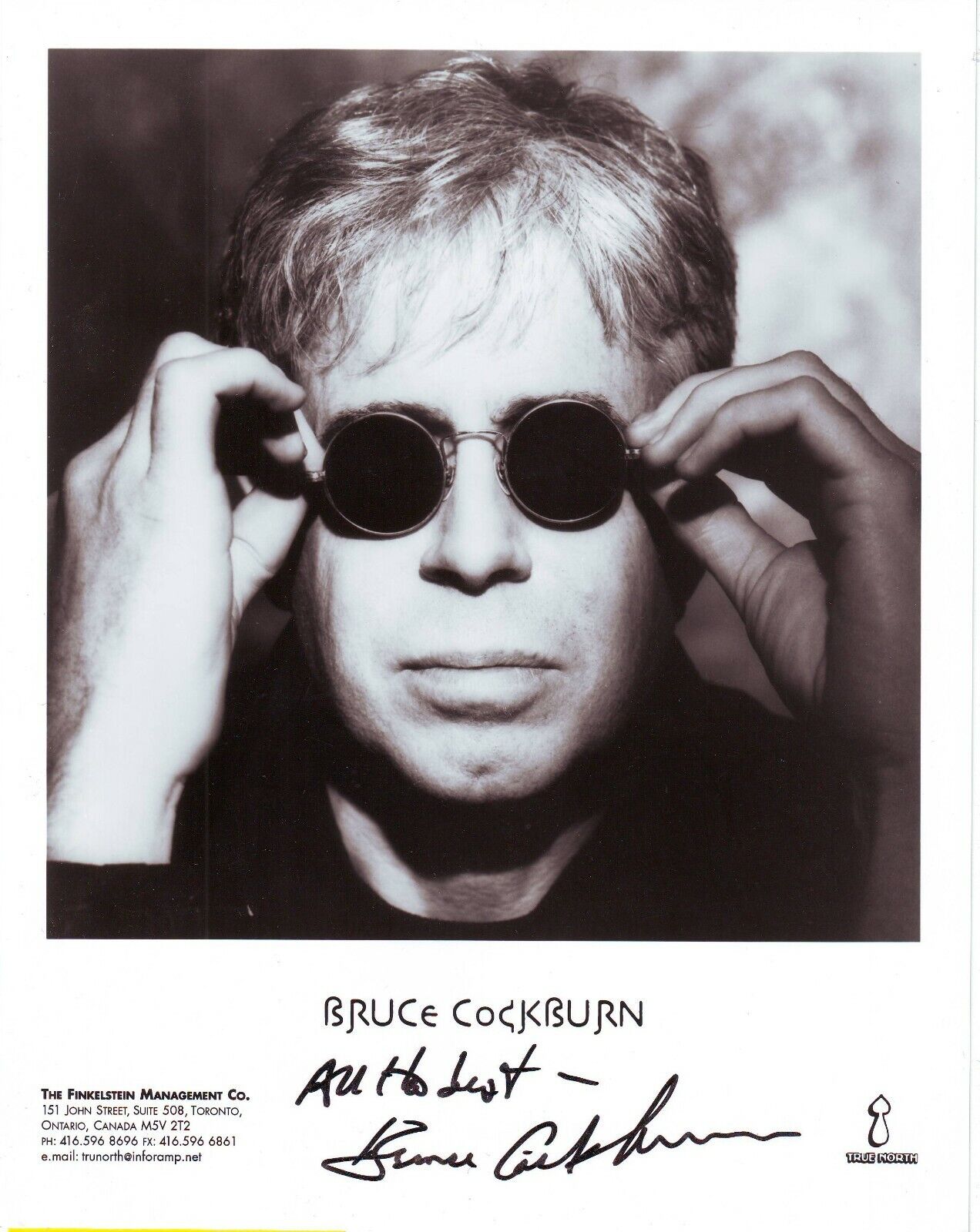 Bruce Cockburn (20x25 cm) Original Autographed Photo Poster painting