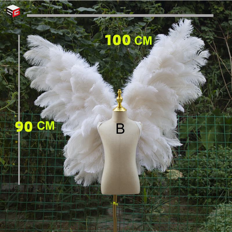 VCshoes Creative Adults Wedding Birthday Party Decor Props White Ostrich Feather Angel Wings Cute Photography Series Fairy Wing