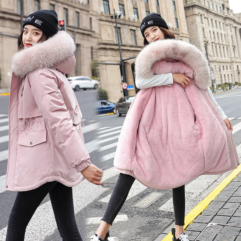 Woherb Cotton Coat Coat Female 2024 Winter New Korean Version Of The Long Down Cotton Suit To Overcome Cotton-Padded Jacket-Outfit Ideas