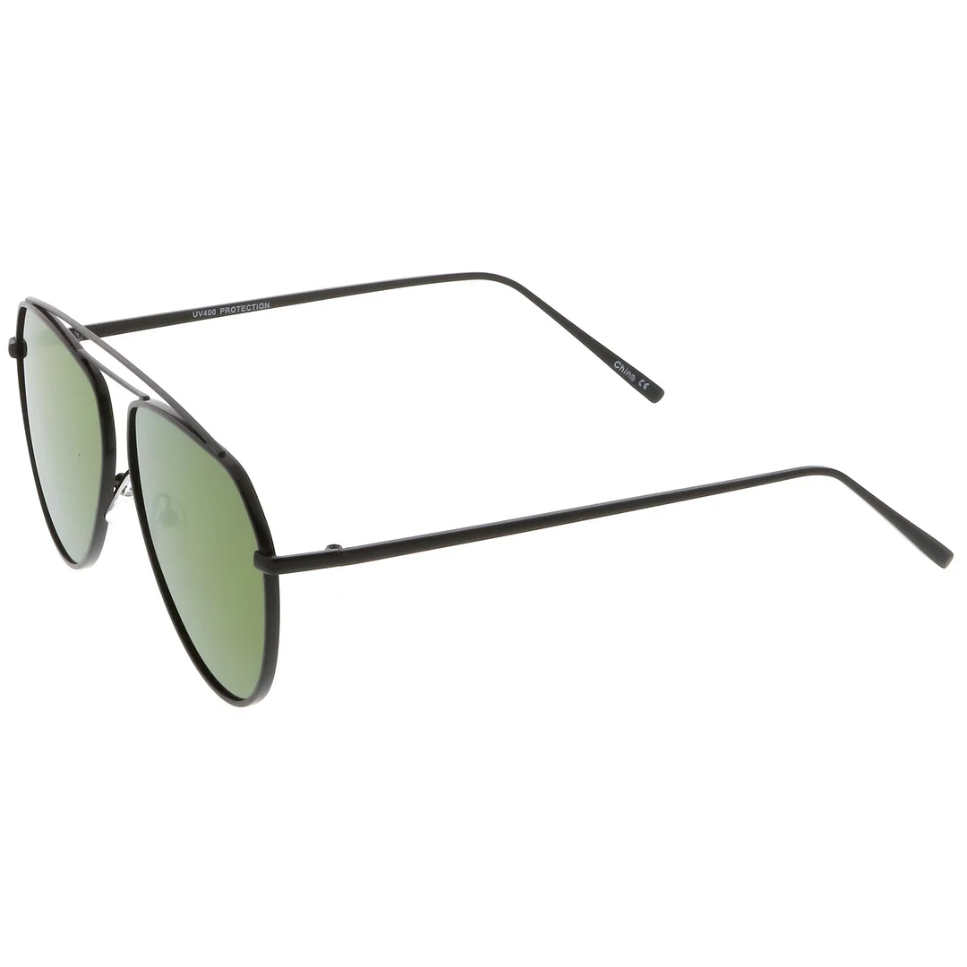 Oversize Metal Aviator glasses Curved Crossbar Colored Mirror Flat Lens 59mm