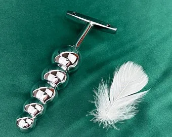 pornhint Pornhint Metal Butt Plug Anal Beads, 5 Ball Beaded Butt Wand with T-Handle, Butt Plug / Anal Plug, Prostate Massager Dildo ,Mature