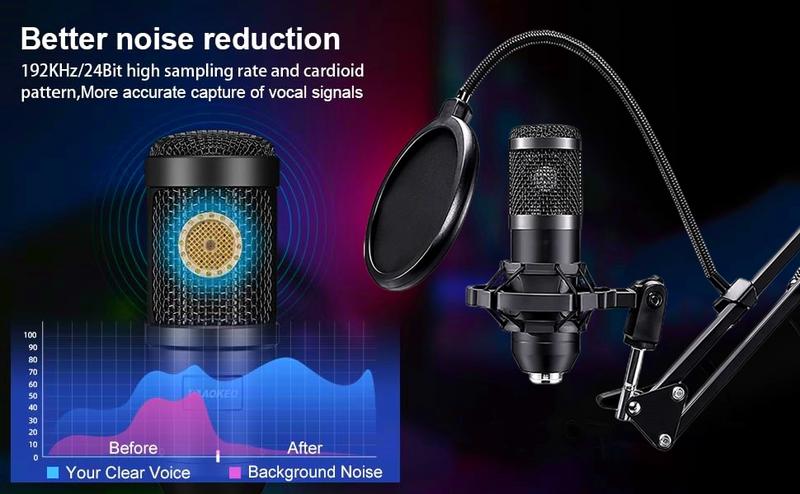 Product Introduction of Podcast Equipment Bundle. BM800 Podcast Microphone Bundle with V8s Voice Changer. Condenser Microphone Recording Studio Package for Podcasting Live Streaming Singing PC Mobile TikTok YouTube 6