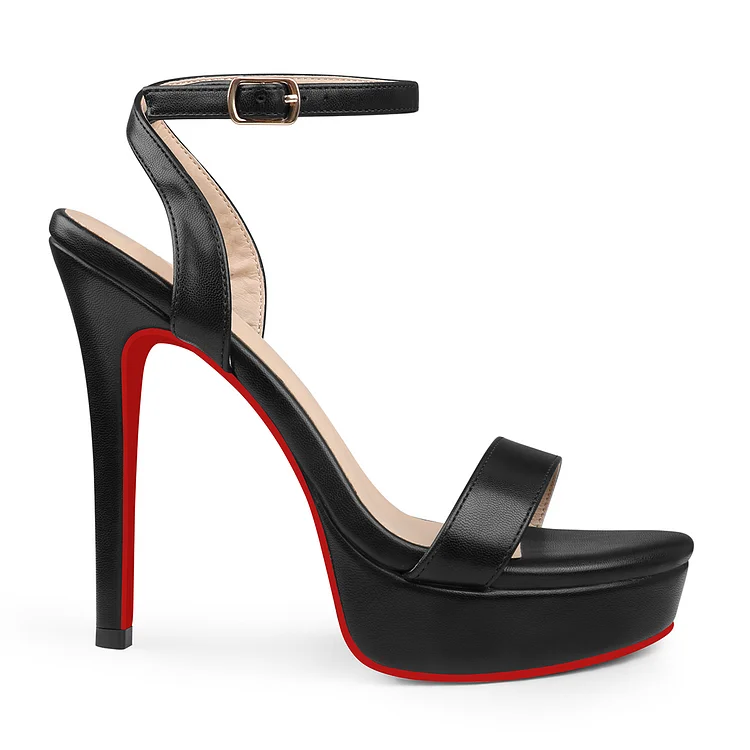 130mm Open Toe Platform Ankle Strap High Heel Matte Sandals Red Bottom Vocosi VOCOSI