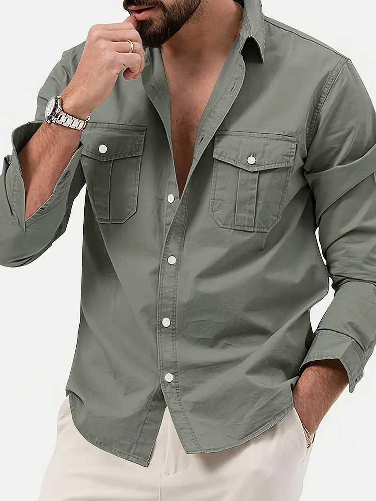 Men'S Youth Spring Summer Autumn Casual Shirt & Solid Color Temperament All-Matching Shirt
