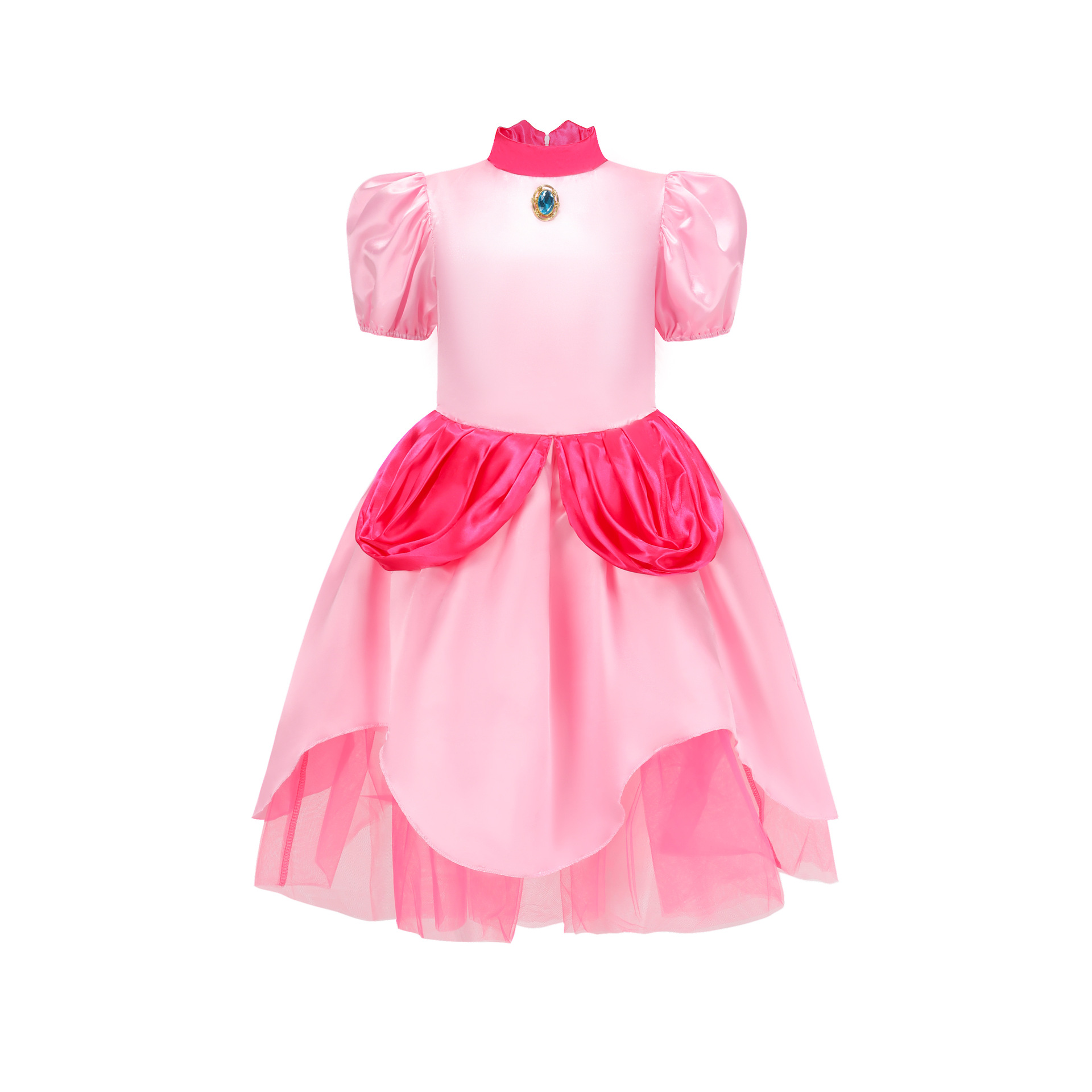 Princess Peach Pink Dress: Super Mario Costume for Girls - Halloween Chic