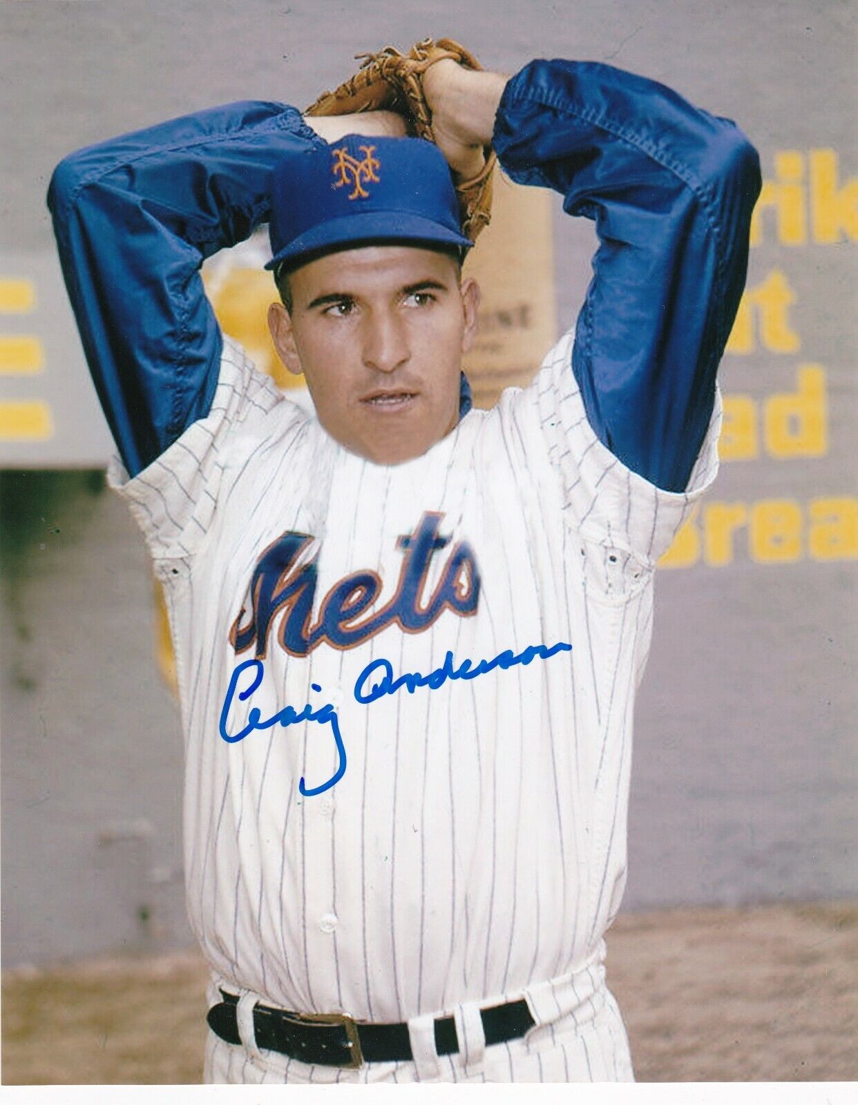 CRAIG ANDERSON NEW YORK METS 1962 ORIGINAL METS ACTION SIGNED 8x10