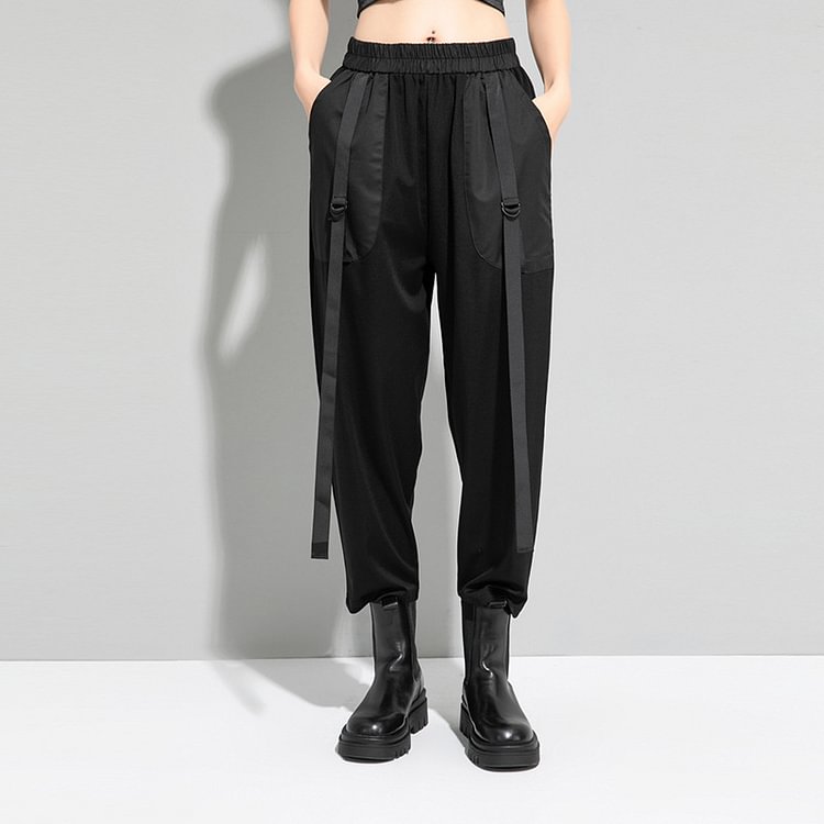 -202129P68 Dark Fluttering Wide and Loose Fashion Nine-point Harem Pants-Usyaboys-Mne and Women's Street Fashion Shop-Christmas