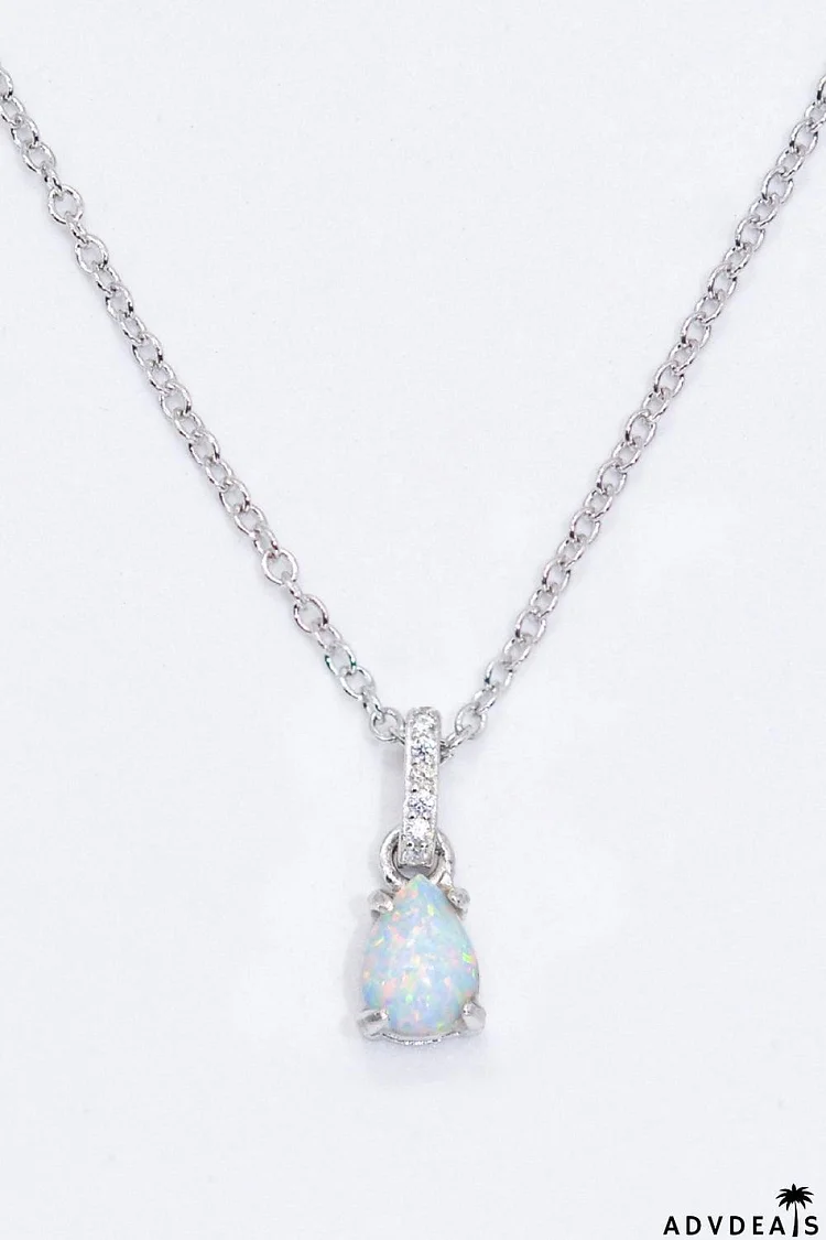 Opal Pendant 925 Sterling Silver Chain-Link Necklace