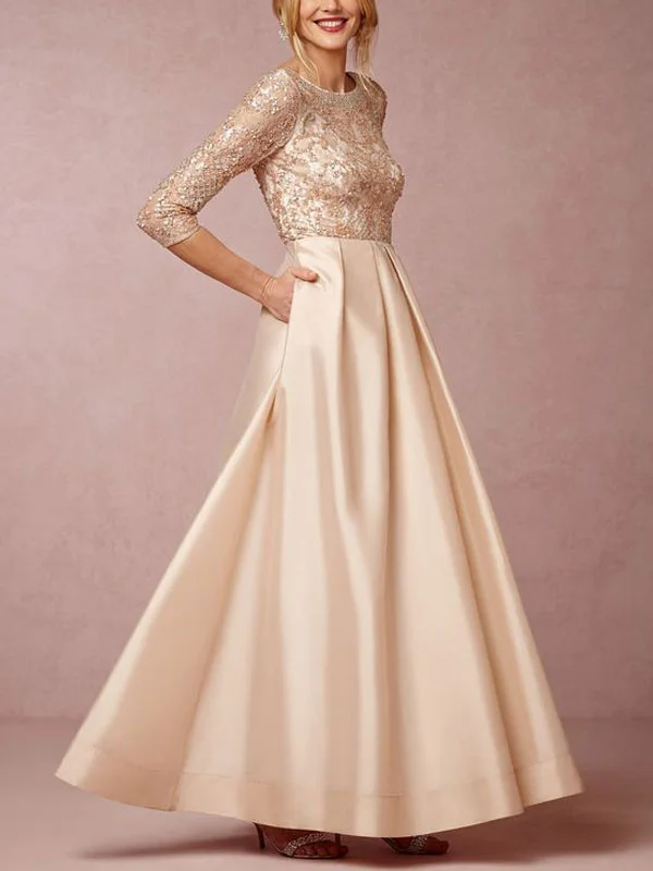 Sequins Temperament Long Sleeve Satin Women's Dress