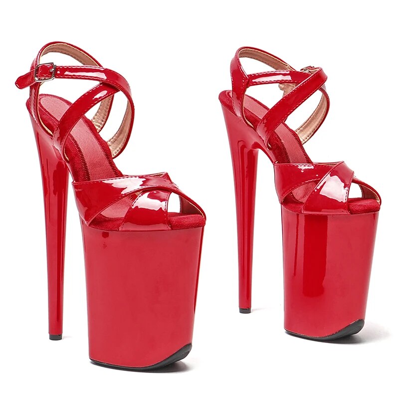 TAAFO 23CM / 9inches Patent PU Platform High Heels Sandals Pole Dance Shoes