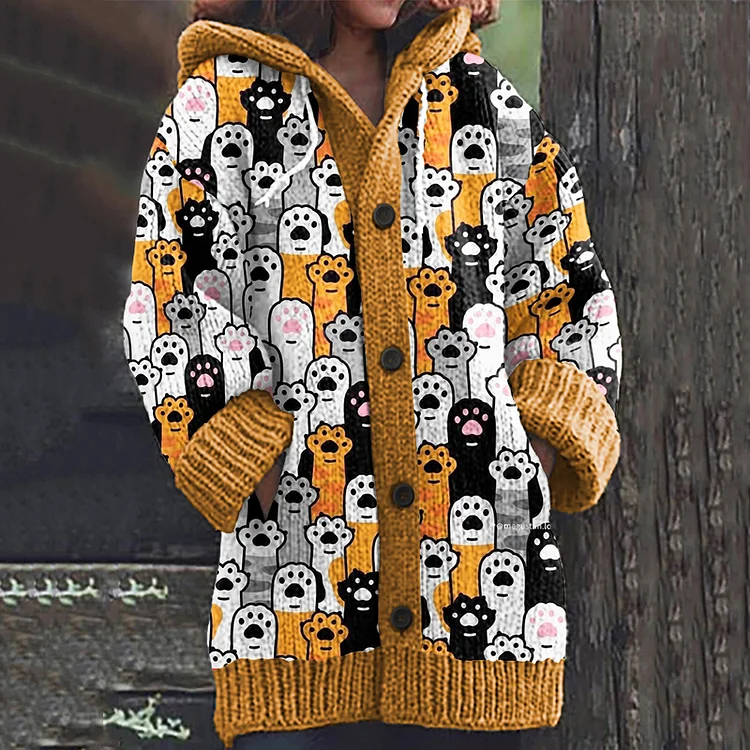 Cute Cats World Pattern Cozy Cardigan Sweater