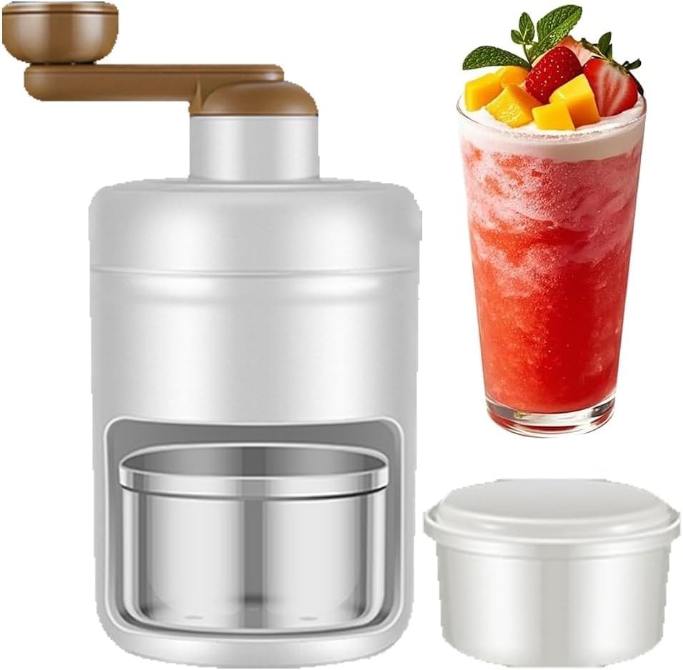 Portable Snow Cone Machine, Mini Hand-Cranked Ice-Breaker and Ice Crusher for Home Use, Small Shaved Ice Machine with Frozen Ice Mold, Manual Ice Shaver Smoothie Maker