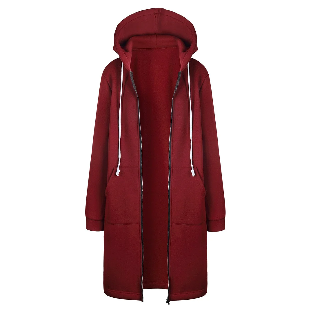 Autumn Women's Long Hoodies Casual Pockets Zipper Sweatshirt Plus Size Long Sleeve Female Hooded Jacket Outerwear Sudadera Mujer
