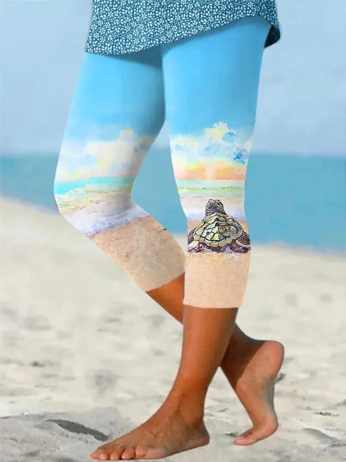🔥Buy 3 Get 10% Off🔥Women's Hawaiian Sea Turtles Print Casual Leggings
