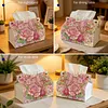 (24cm)Pink Pearl Rose Butterfly 24cm DIY Diamond Painting Rhinestones Decorative Tissue Box Reusable Crystal Mosaic PU Tissue Holder for Home Car Desk Decoration Craft