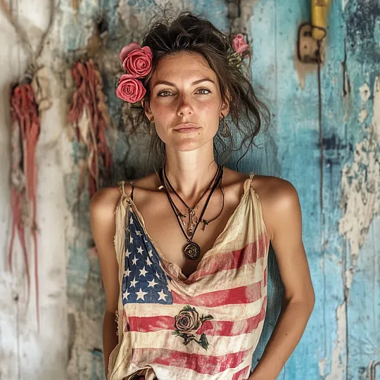 Women's Vintage Independence Day Floral Print Tank Top