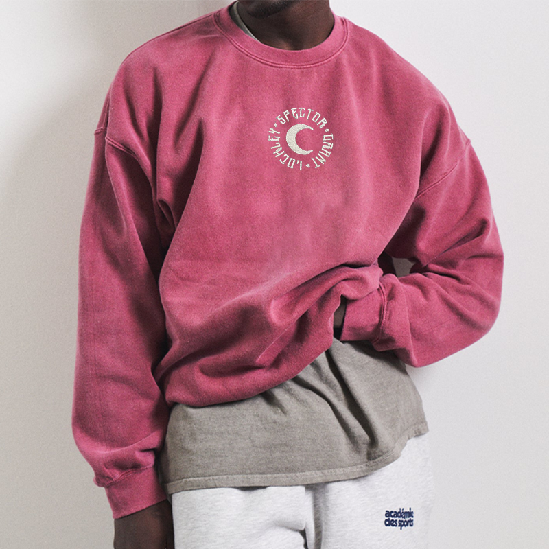 Vintage Unisex Crescent Embroidered Sweatshirt