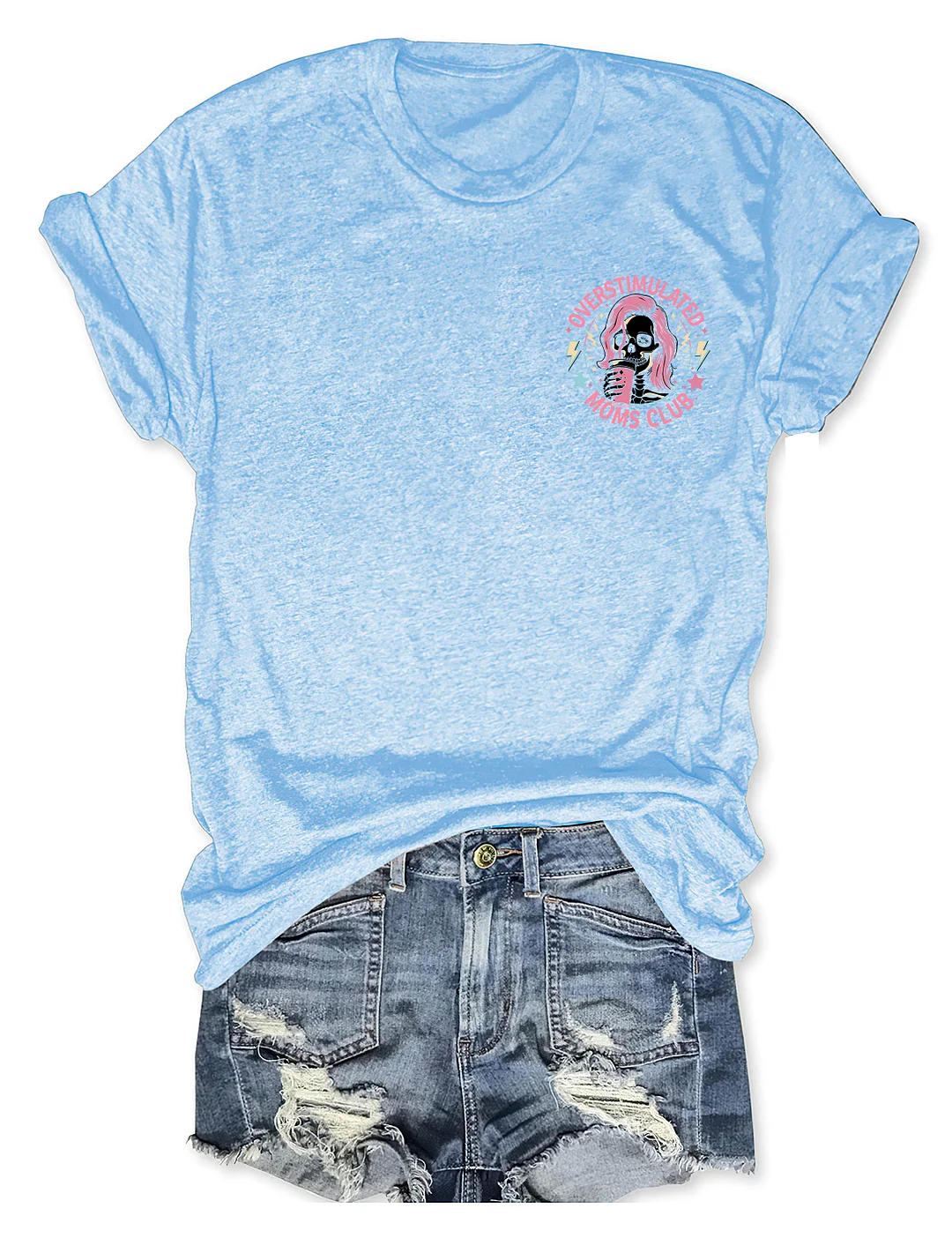 Skeleton Overstimulated Mom Club T-shirt
