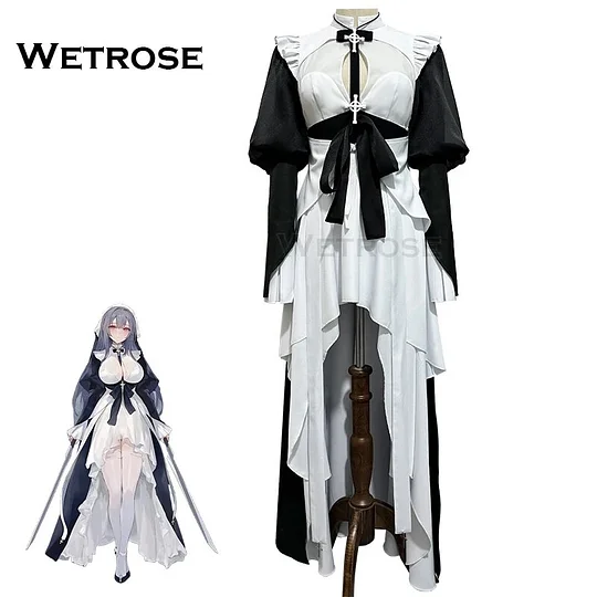 [Wetrose] In Stock Sexy Nun Cosplay Costume Sexy Lingrie Role-Playing Chowbie Authorized Battle Sister Angel Bride Wedding Dress Coswear Set Wig Halloween Cos OC