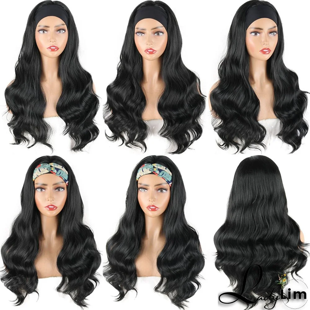 Black Fashion Casual Solid Patchwork Wigs (Without Headscarf)