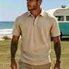 Men's British-Style Vacation Linen Short-Sleeve Polo Shirt by Inlyline