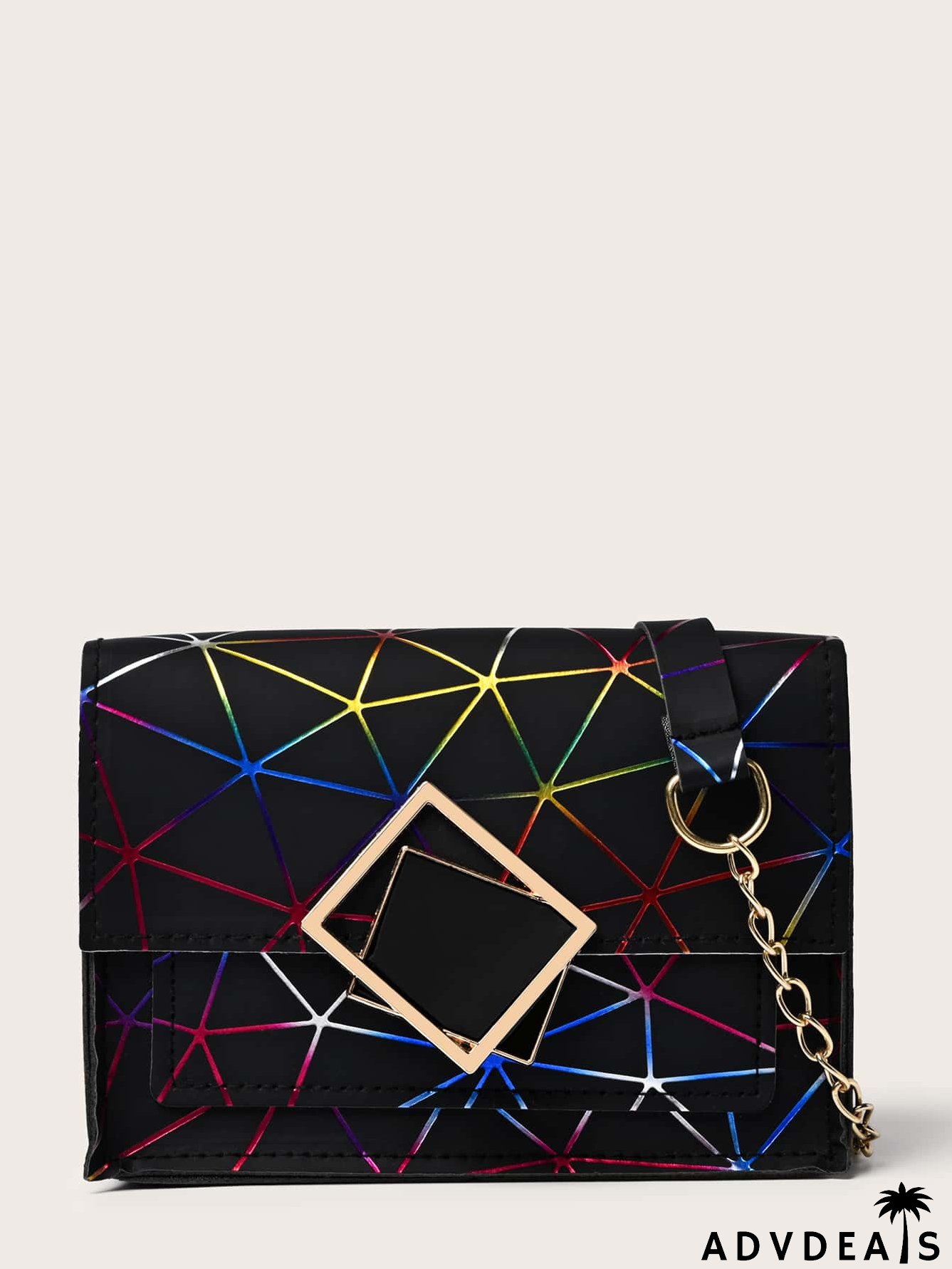 Geometric Graphic Flap Crossbody Bag