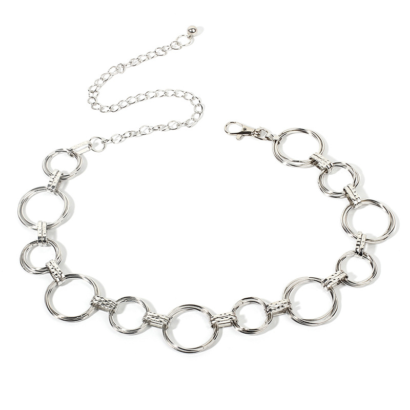 Fashion geometric circle metal chain waist chain