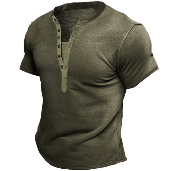 Men's Vintage Henry Tactical Short Sleeve T-Shirt-Compassnice®