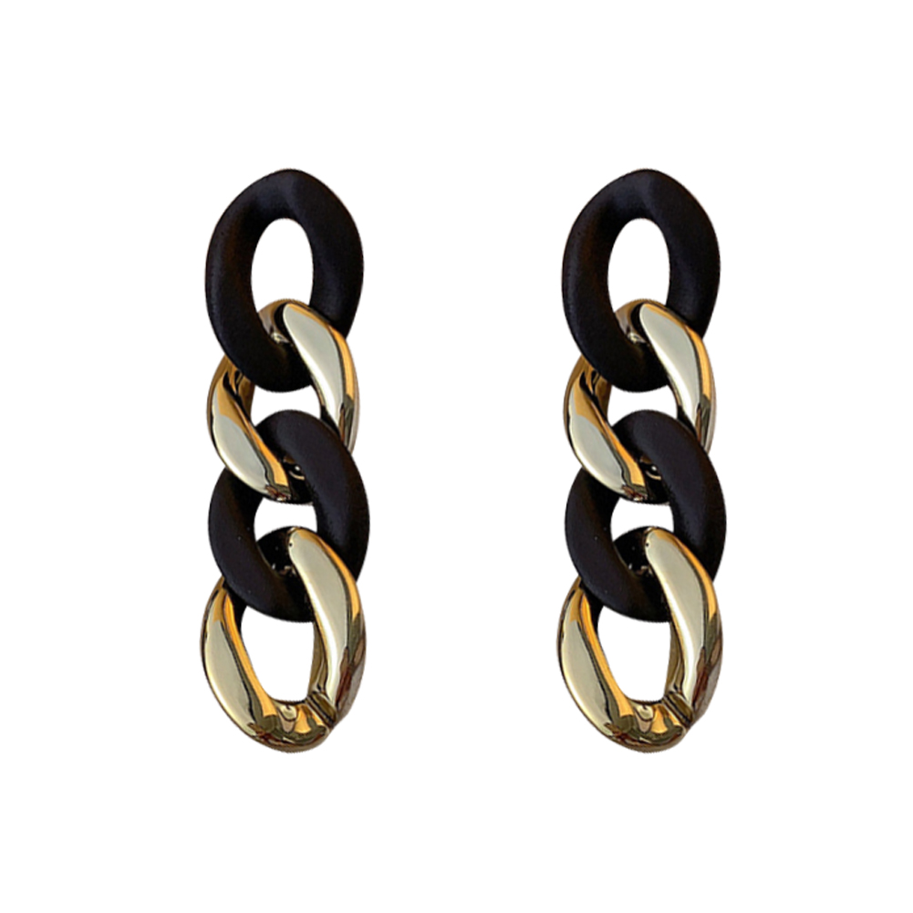 

Female Punk Studs Chain Exaggerated Pendant Eardrop Hit Color Long Earrings, 501 Original