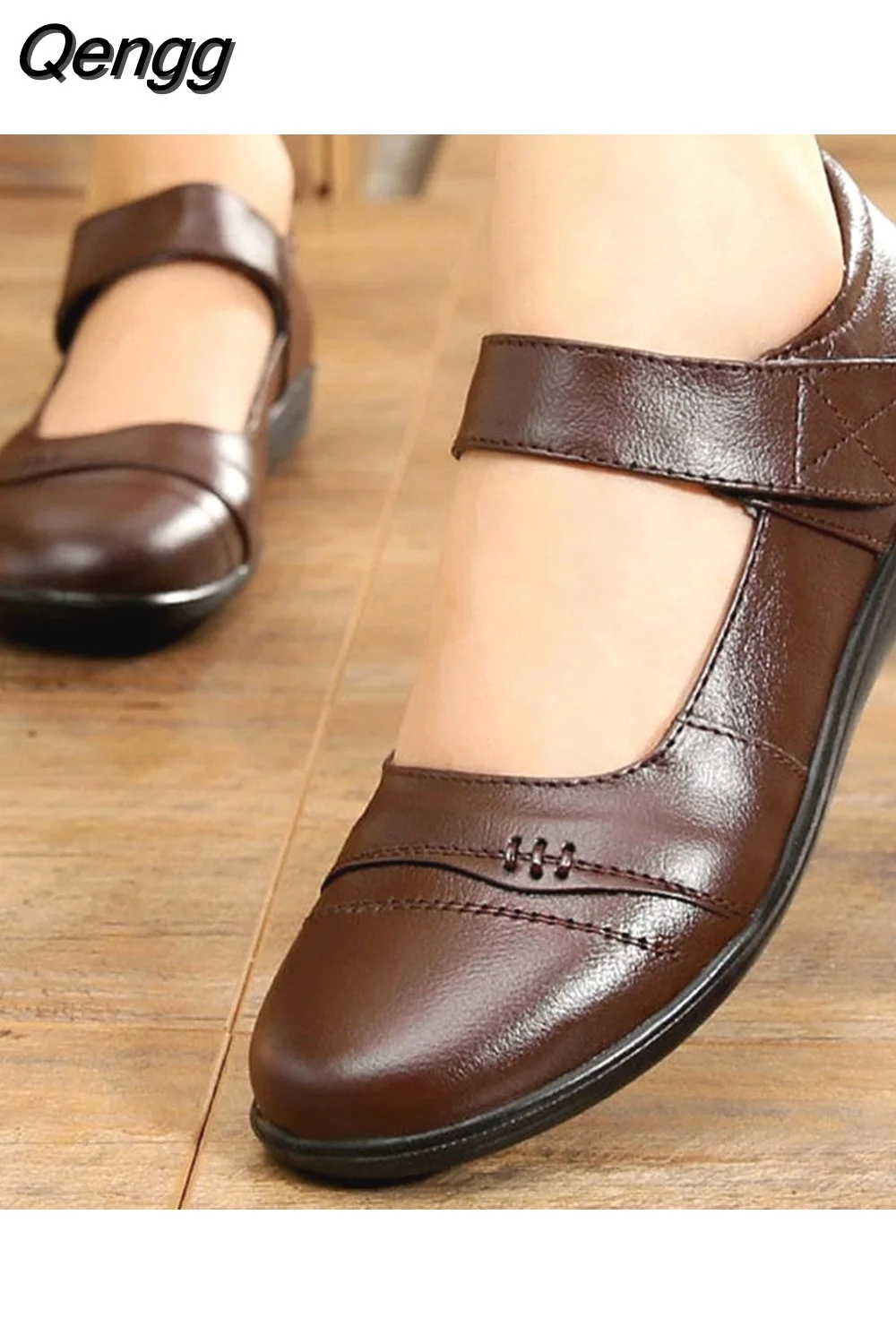 Qengg Genuine Leather Flats Ladies Loafers Big Size 41 42 Women Falts 2023 New Spring Female Casual Flats Soft Woman Shoes 601-1