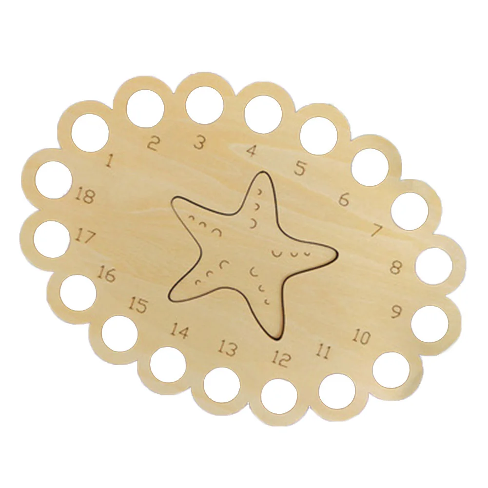 Tablero de hilo de punto de cruz tallado en madera placa de hilo de bordado (estrella de mar)