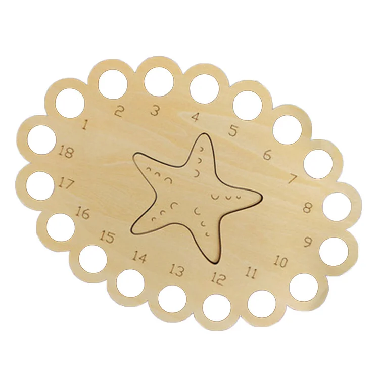 Wooden Carved Cross Stitch Thread Board Embroidery Thread Plate (Starfish)