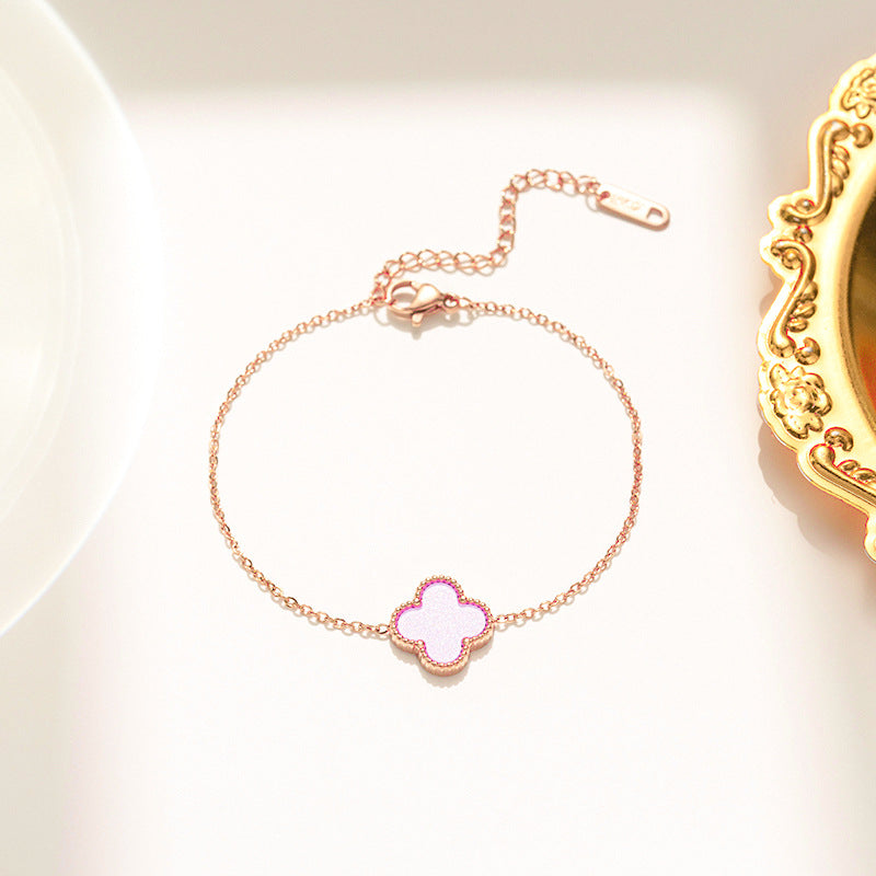 Four-Leaf Clover Bracelet Lucky Versatile Double-Sided Ol Bei Female Summer Fashion Accessories