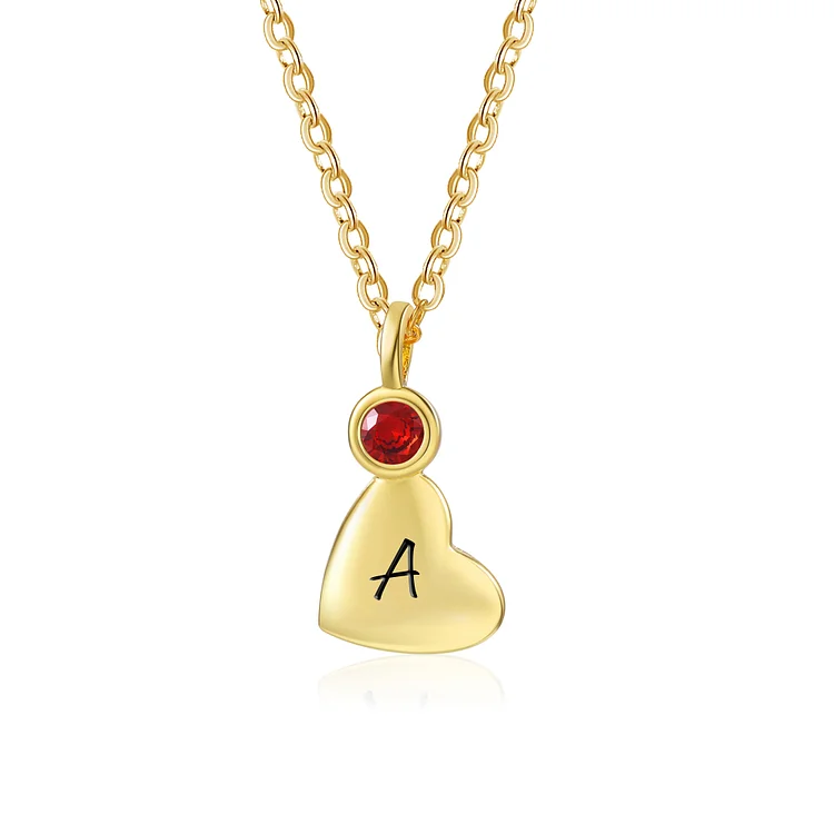1 Birthstone Personalized Necklace Engraved 1 Heart Letter Special Gift For Women