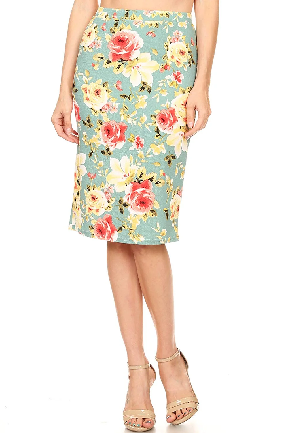 Trendy Print and Solid Stretch Pencil Skirt