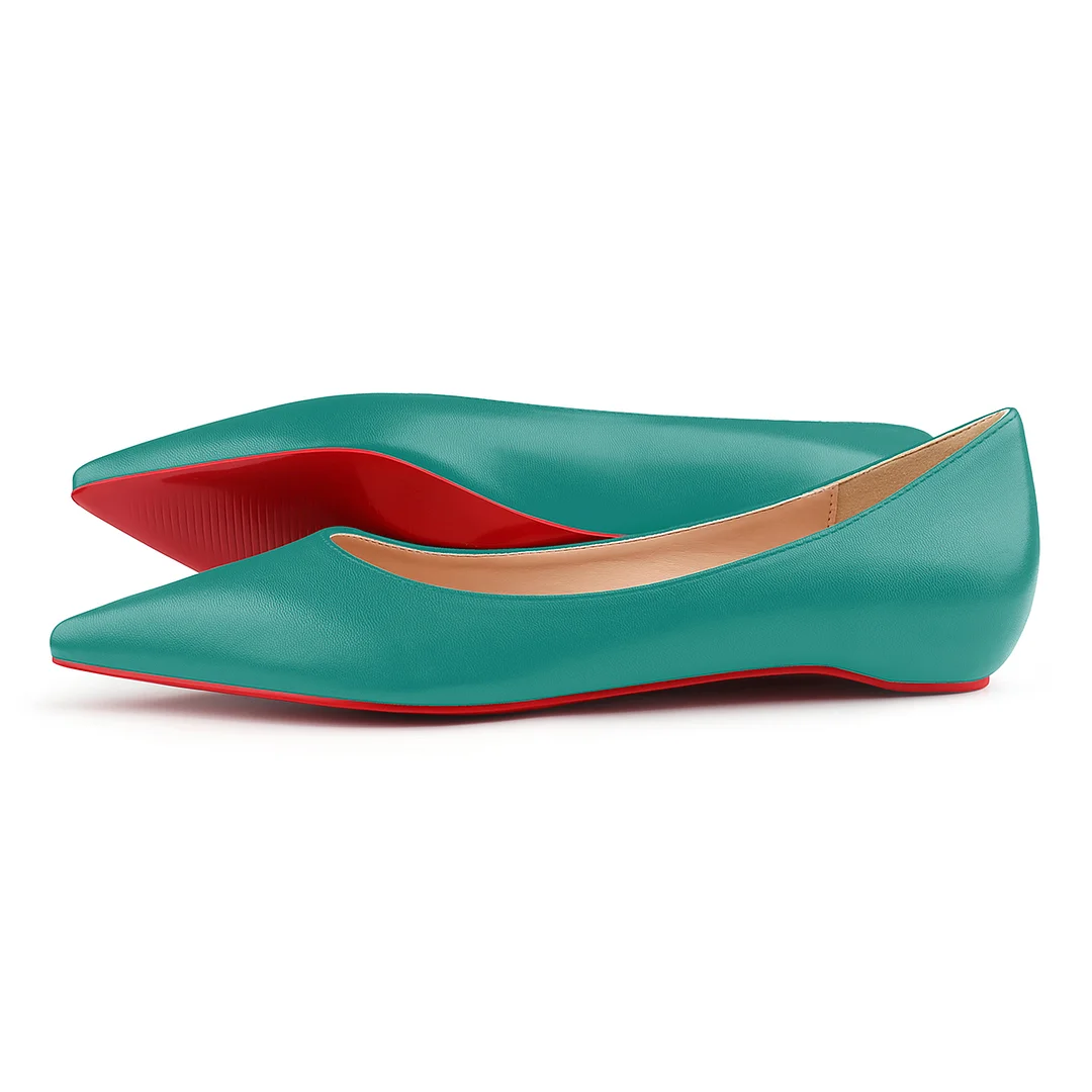 Women's Flats Pointed Toe Internal Increase Chunky Heels Red Bottom Kitten Heels Daily Pumps for Women-MERUMOTE