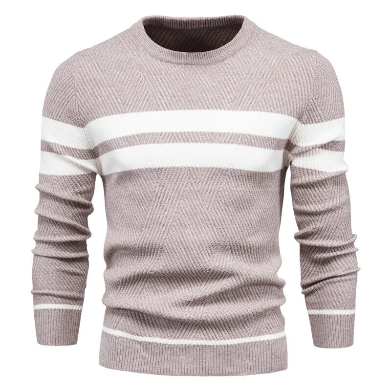 Gandisa 2023 Fashion High Quality Mens Winter Stripe Sweater Thick Warm Pullovers Men's O-neck Basic Casual Slim Comfortable Sweaters