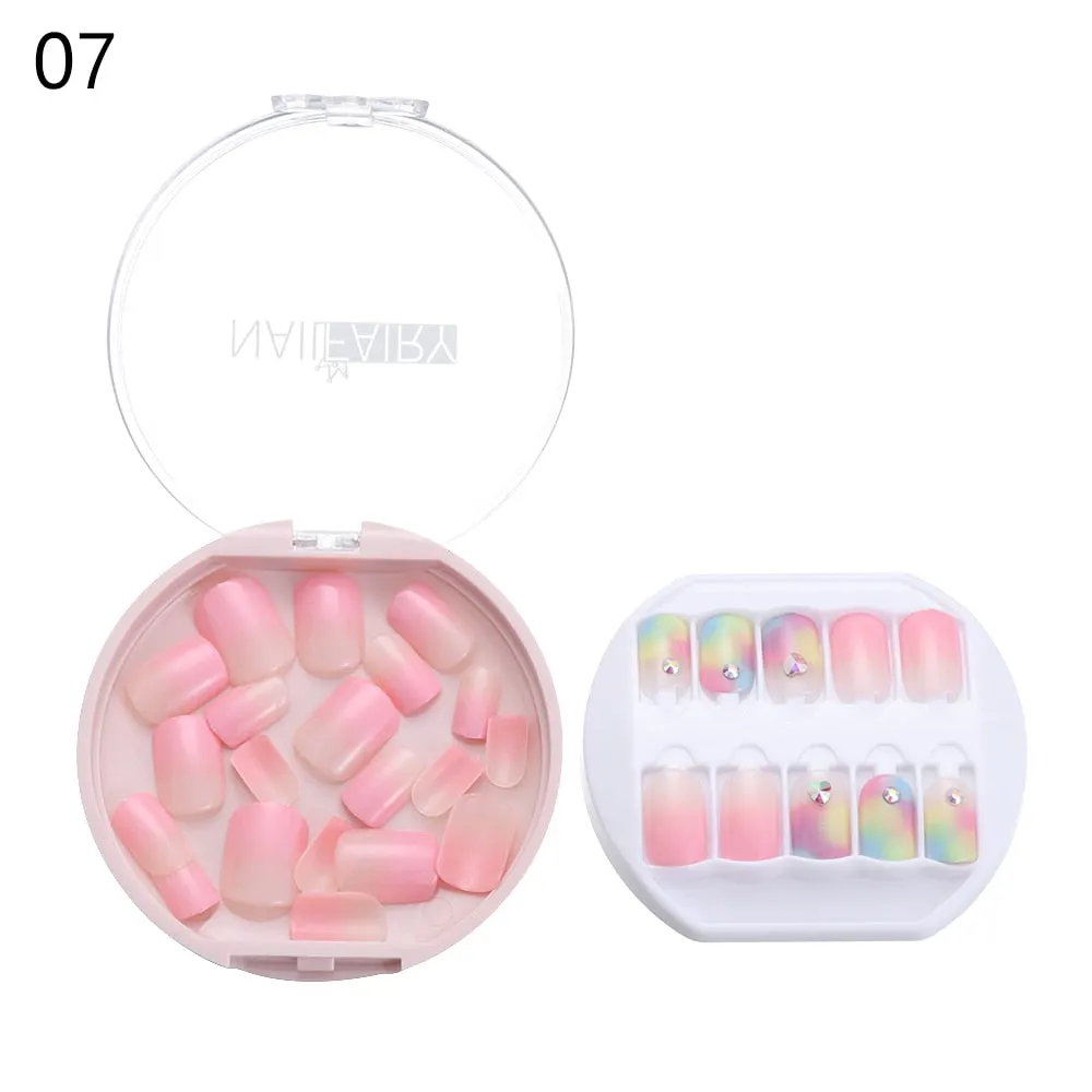 30PCS/Set Fake Nails Press Coffin False Full Artificial Short Kiss Detachable Stick Designs Press Nails Art Tipsy Cover Box-Nail Inspo